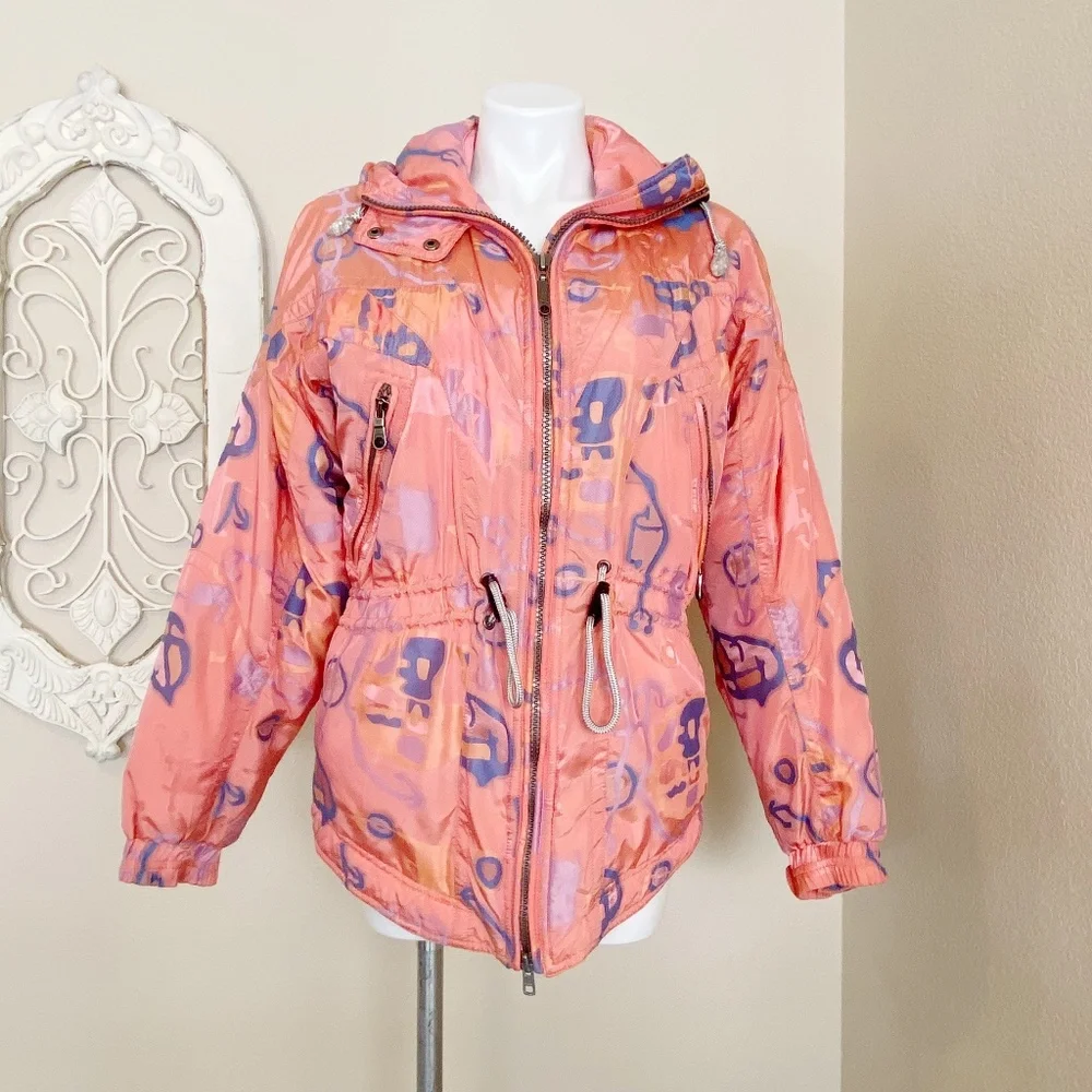 Spyder | Womens Pink and Blue Vintage Print Ski Jacket | Size: 8 - Picture 1 of 13